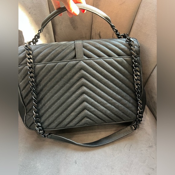 Saint Laurent Matelasse Chevron Monogram Large College Satchel Black - Picture 10 of 16